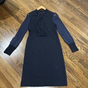 Gorgeous, wool and chiffon Tory Burch navy-blue dress